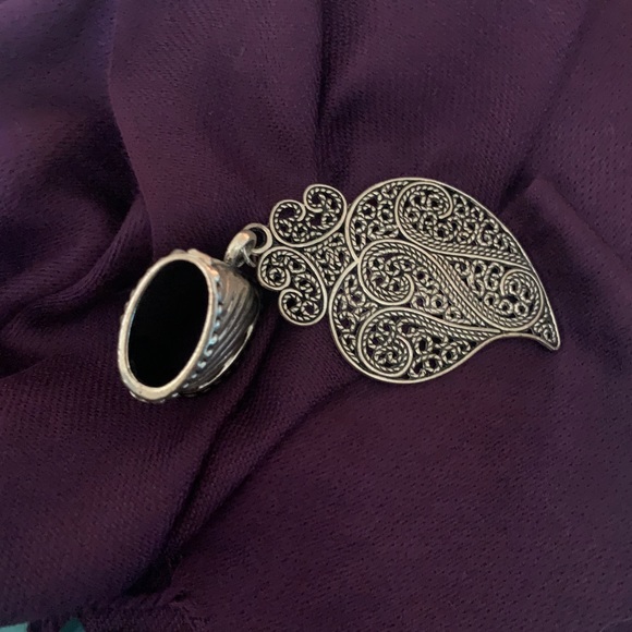 Brand new purple scarf with silver scarf cuff - Picture 6 of 6